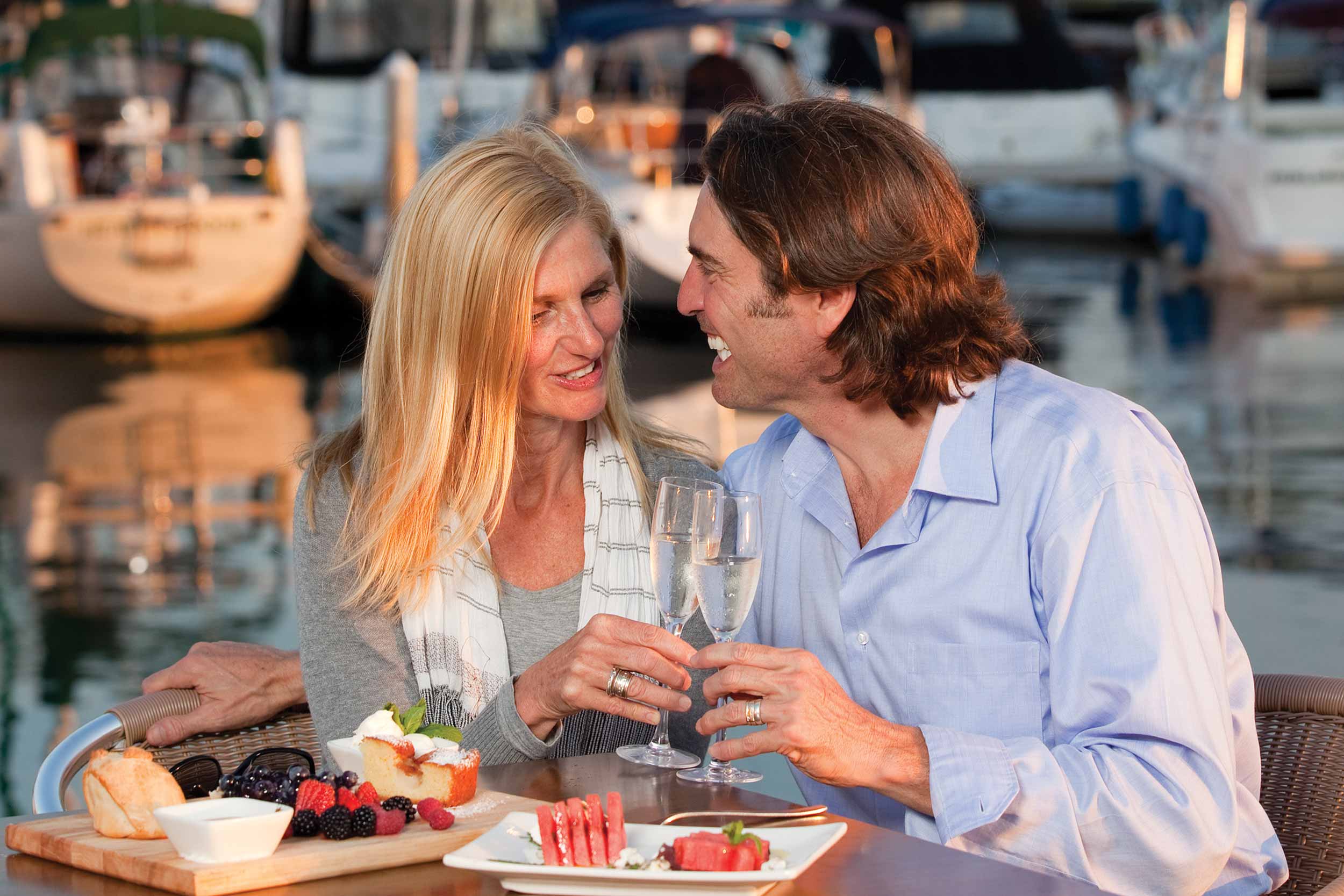 Couple dining on outdoor patio