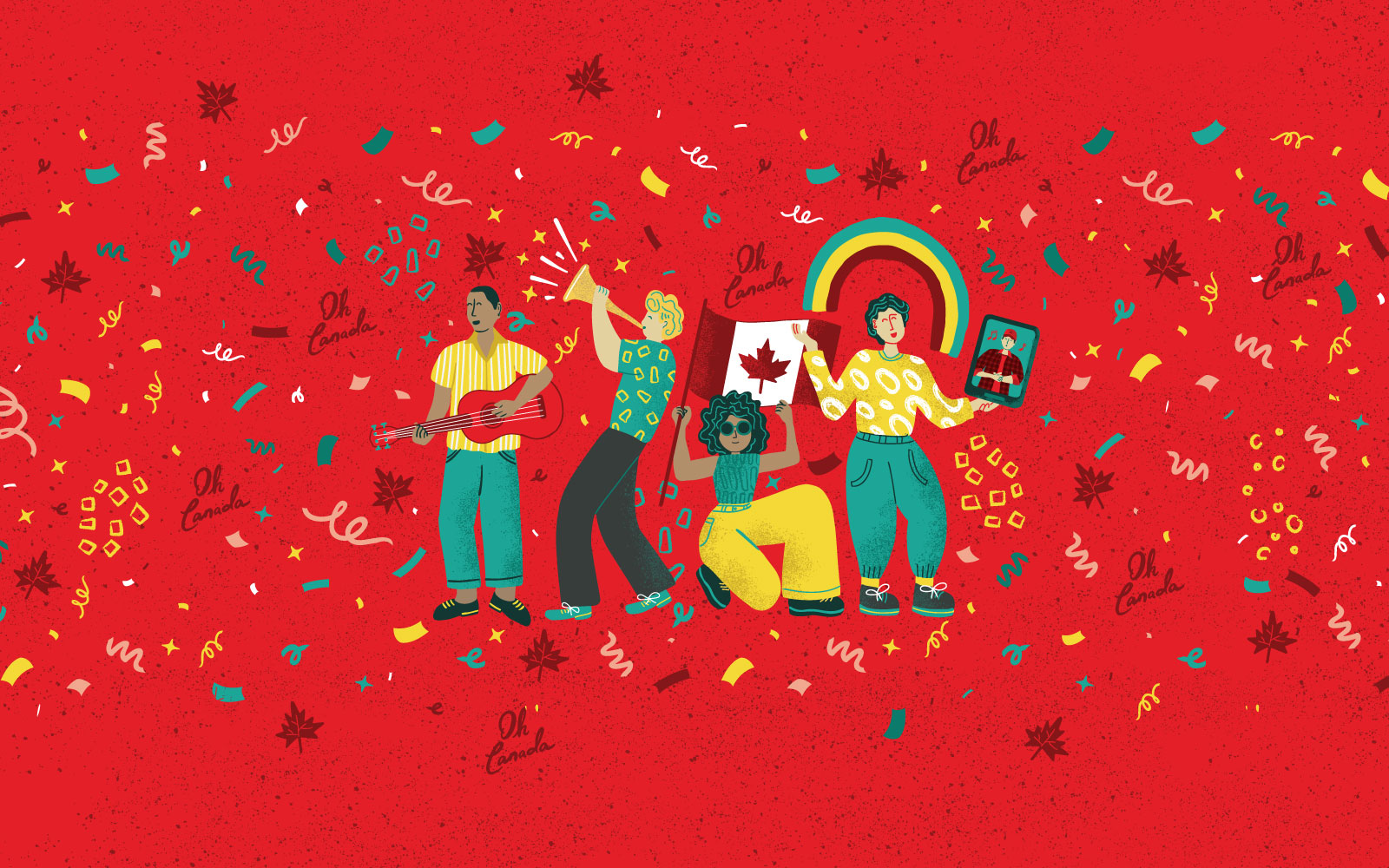 Canada Day The Durham Way logo and illustrated characters.