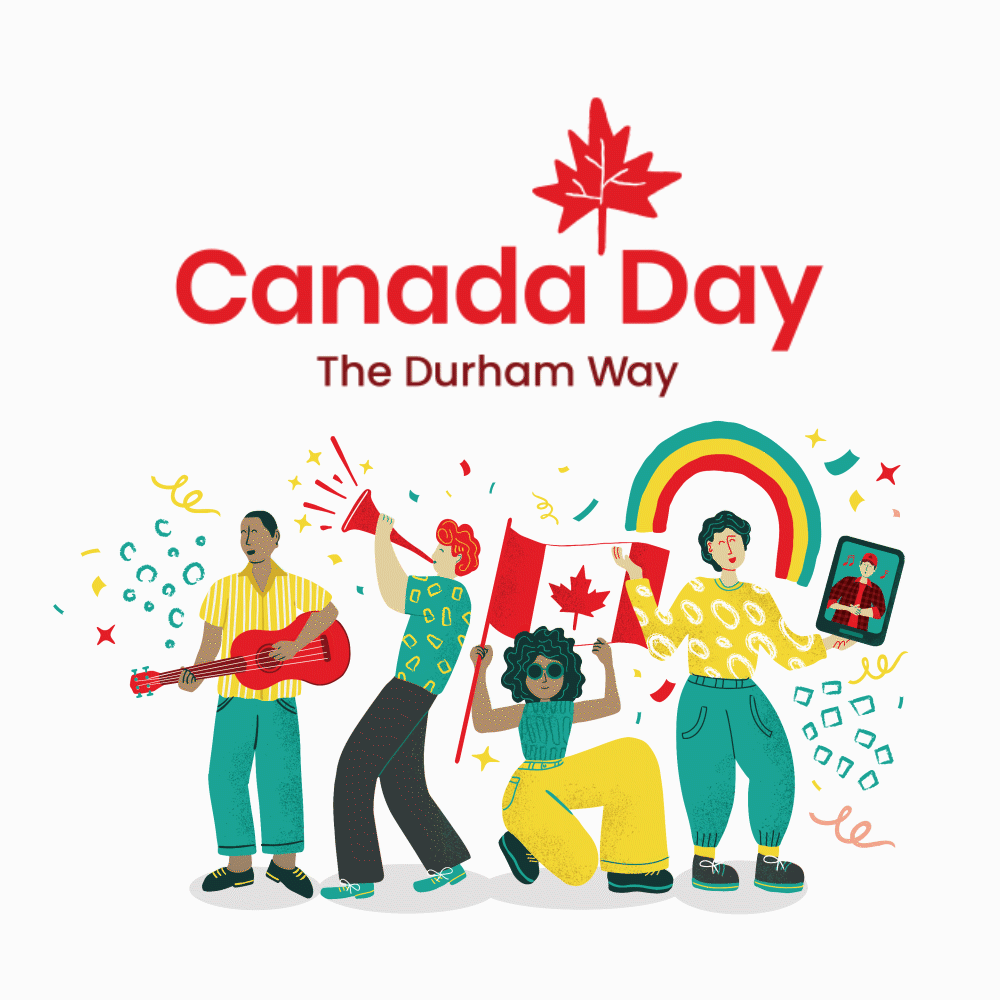 Canada Day The Durham Way logo and illustrated characters