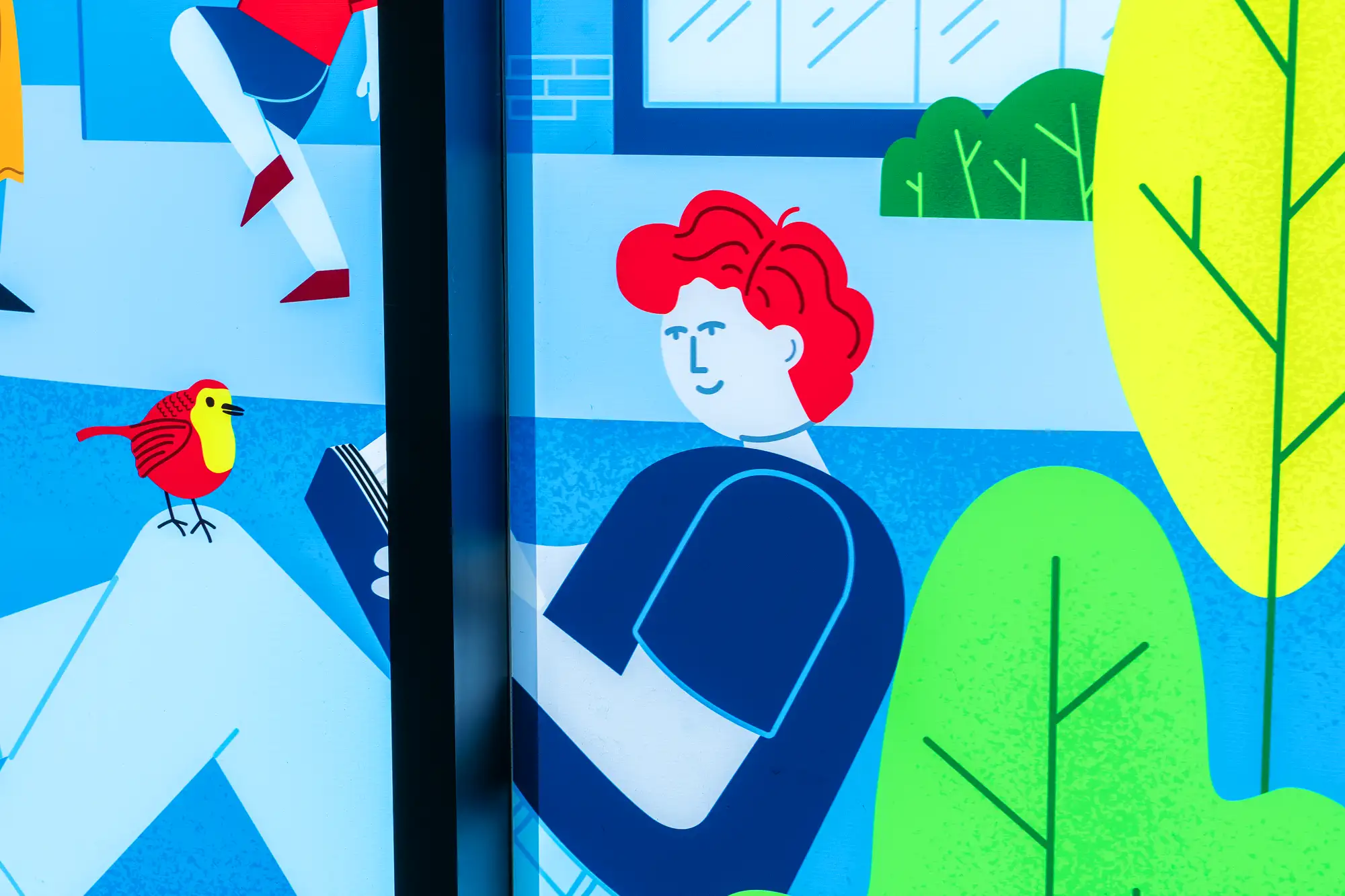 Window mural on the inside of a BMO bank